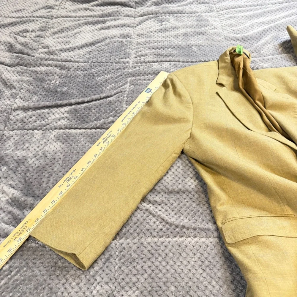 Brooks Brothers 346 Mens 46L Silk Wool Blend Blazer Sport Coat Tan 2 Button